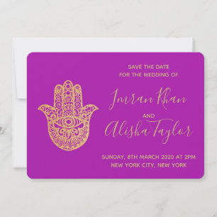Reserve A Data Casamento Indiano Salve a data Dourado hamsa Henna