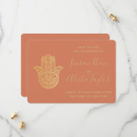 Casamento Indiano Salve a data Dourado Terracota H