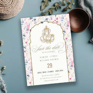 Reserve A Data Casamento Índio de Blush Dourado Wildflower Ganesh