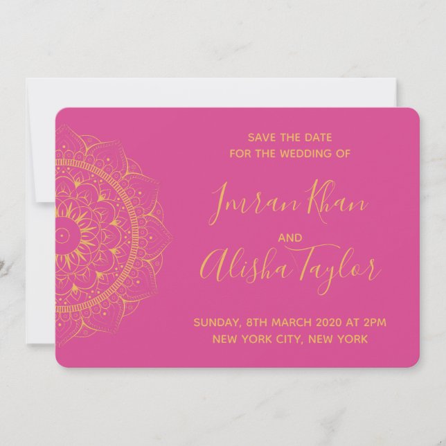 Reserve A Data Casamento índio Mehendi Salve a data hamsa Henna (Frente)