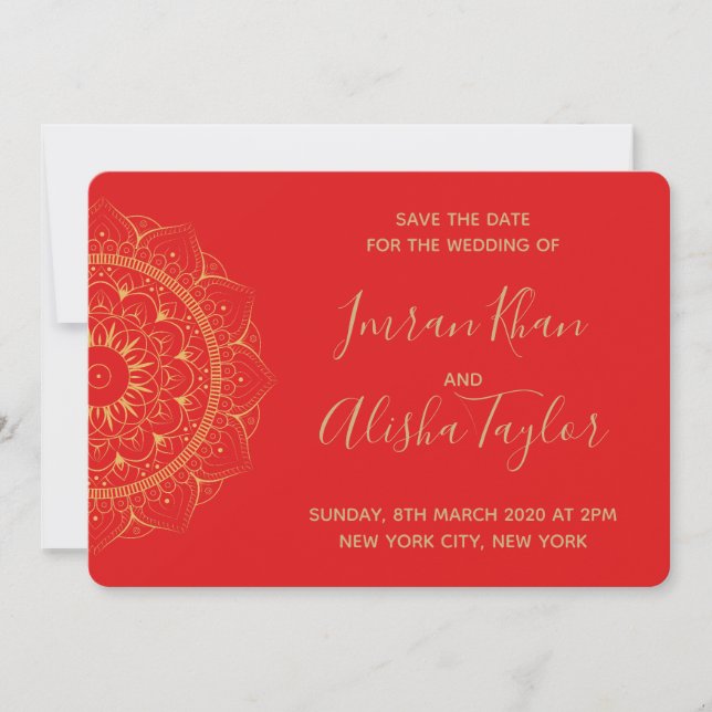 Reserve A Data Casamento índio Mehendi Salve a data hamsa Henna (Frente)