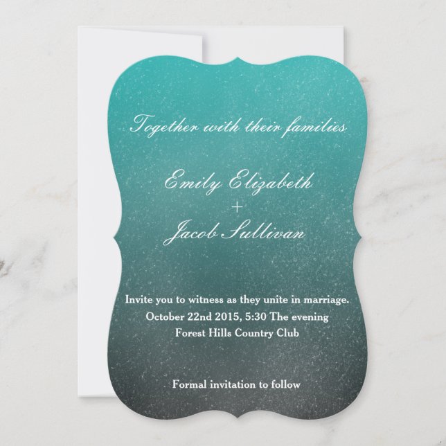 Reserve A Data Casamento Inspirado por Aquarela - Teal (Frente)