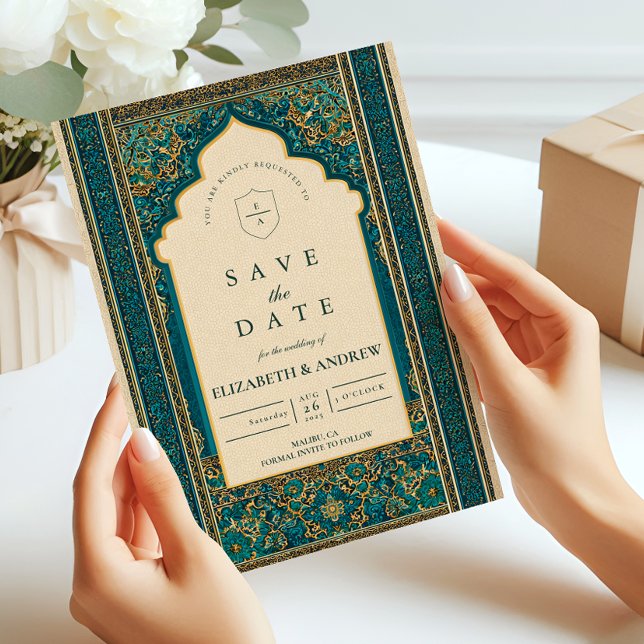 Reserve A Data Casamento Islâmico Arco Teal (Criador carregado)