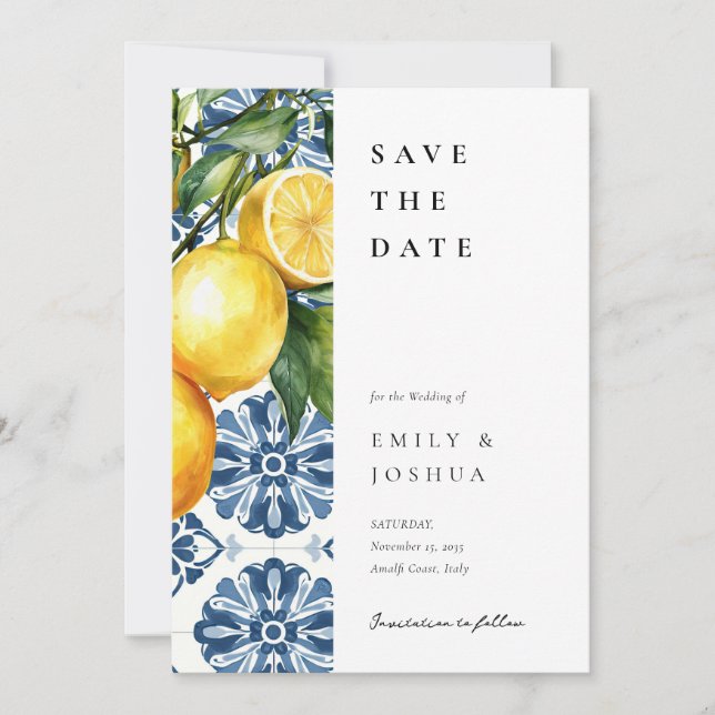 Reserve A Data Casamento Italiano Lemon Citrus Positano (Frente)