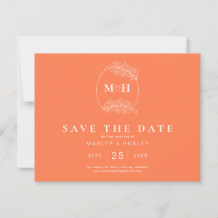Reserve A Data Casamento Laranja Cor-de-Rosa Cor-de-Coral Moderno