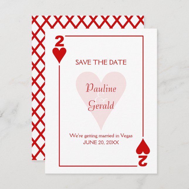 Reserve A Data Casamento Las Vegas Two of Hearts (Frente/Verso)