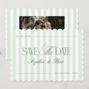 Reserve A Data Casamento Listras Retrô Vintage Verde Sálvia Recor
