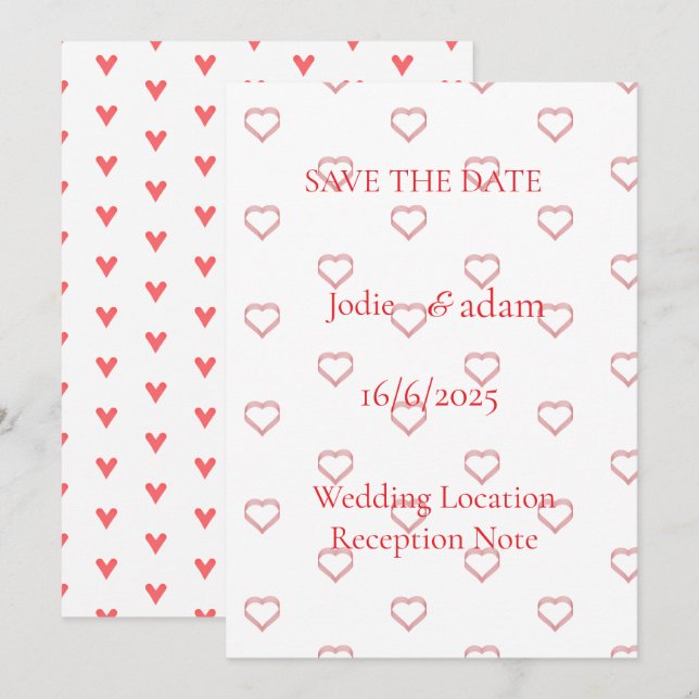 Reserve A Data casamento little hearts (Frente/Verso)