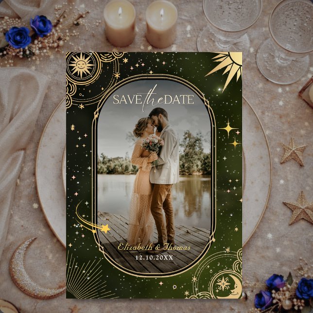 Reserve A Data Casamento Lua Sol Verde Oliva Celestial (Criador carregado)