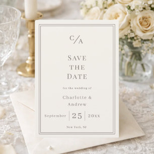 Reserve A Data Casamento luxuoso com monograma em taupe marfim