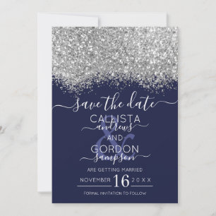 Reserve A Data Casamento Luxuoso Confetes Prateados e Glitter Nav