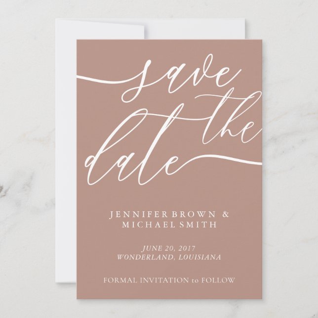 Reserve A Data Casamento Macio Bronze Caligrafia Personalizada Fo (Frente)