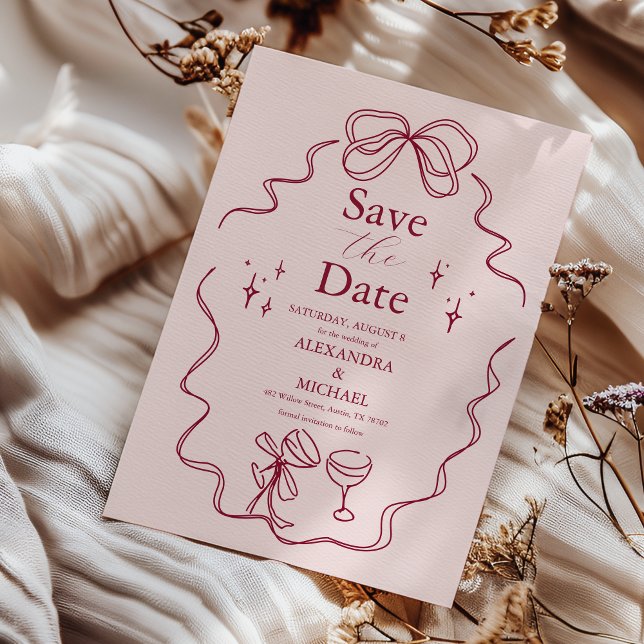 Reserve A Data Casamento Manuscrito com Laço Excêntrico (Criador carregado)