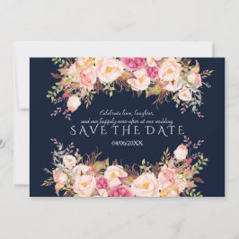 Reserve A Data Casamento Marinho Azul das Flores Rosa Romântica