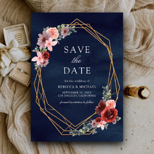 Reserve A Data Casamento Marinho Azul de Rosas Rosa Escamosas Bri