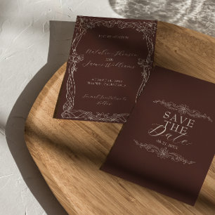 Reserve A Data Casamento Marrom Chocolate Clássico Retro Dinheiro