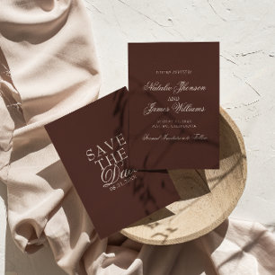 Reserve A Data Casamento Marrom Chocolate Elegante Antigo e Chiqu