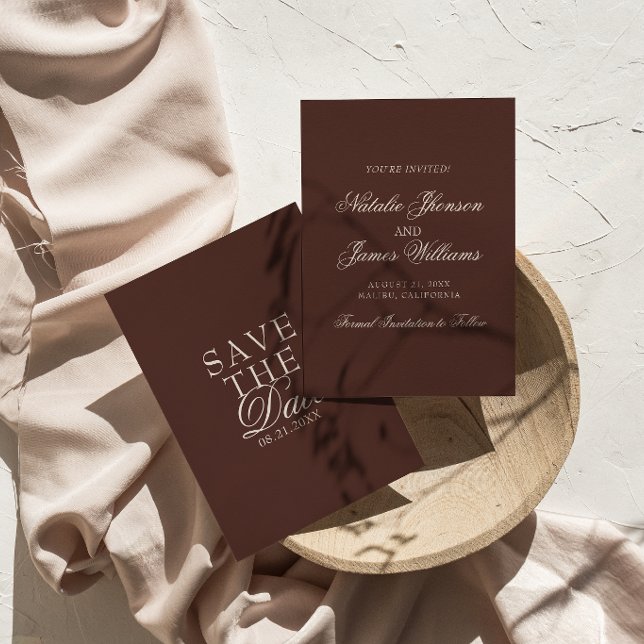 Reserve A Data Casamento Marrom Chocolate Elegante Antigo e Chiqu (Criador carregado)