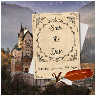 Reserve A Data Casamento Medieval Elegância Preta Salve A Data 