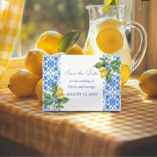 Reserve A Data Casamento mediterrânico de azulejos azuis e limões