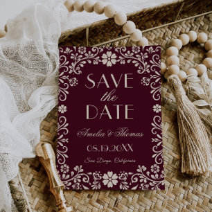 Reserve A Data Casamento Mexicano Bege Borgonha 