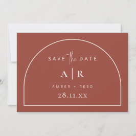 Reserve A Data Casamento Minimal Arco Terracota Moderno Script