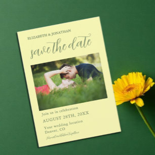 Reserve A Data Casamento Minimalista Amarelo Manteiga e Sage