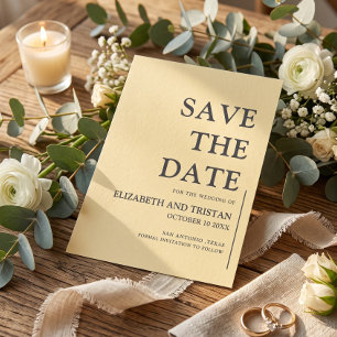 Reserve A Data Casamento Minimalista Amarelo Manteiga Elegante