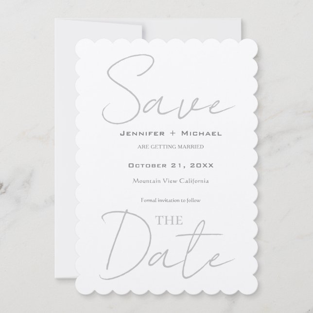 Reserve A Data Casamento Minimalista Caligrafia Champanhe  (Frente)