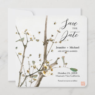 Reserve A Data Casamento Minimalista Caligrafia Floral