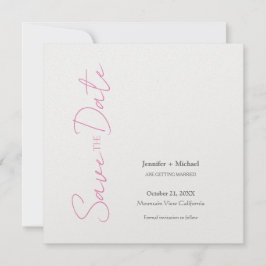 Reserve A Data Casamento Minimalista Caligrafia Rosa Branco