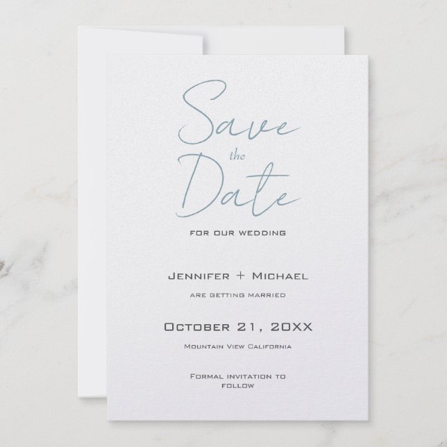 Reserve A Data Casamento Minimalista Caligrafia Script (Frente)