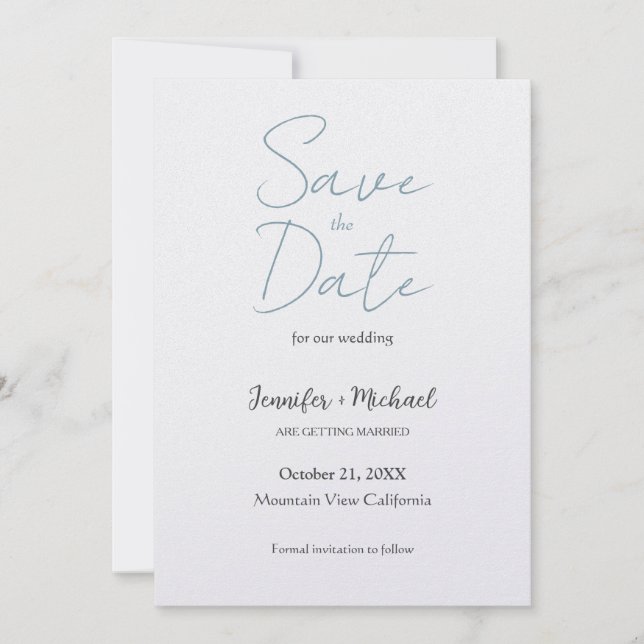 Reserve A Data Casamento Minimalista Caligrafia Script (Frente)