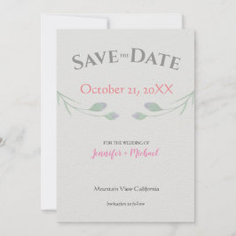 Reserve A Data Casamento Minimalista Chic Cinza Floral
