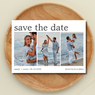 Reserve A Data Casamento Minimalista com Três Fotos