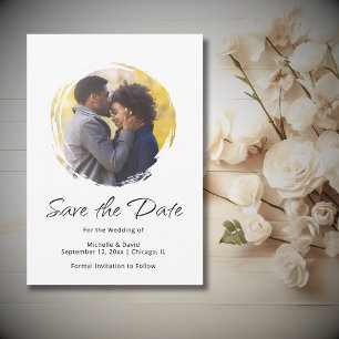 Reserve A Data Casamento Minimalista de Boho Boho com Fotografia 