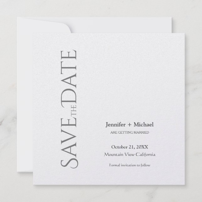 Reserve A Data Casamento Minimalista de Caligrafia Script (Frente)