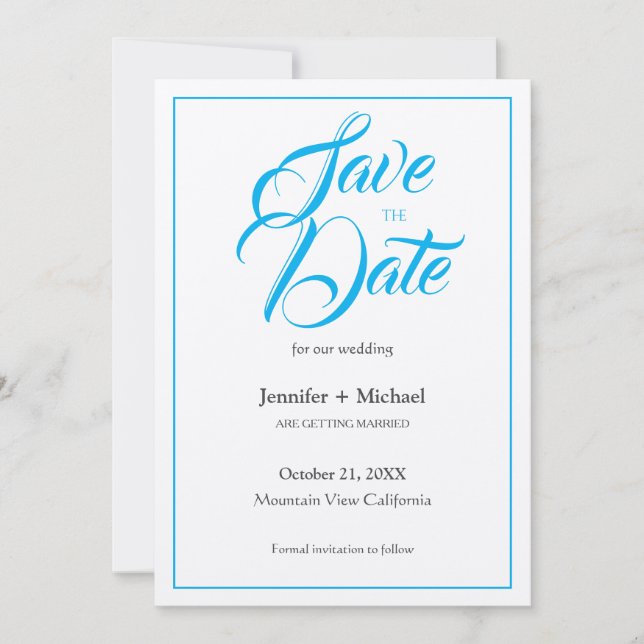 Reserve A Data Casamento Minimalista de Caligrafia Script (Frente)