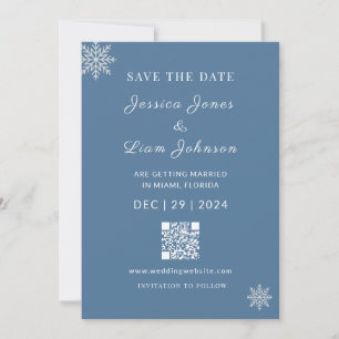 Reserve A Data Casamento Minimalista de Inverno em Azul Poeirento