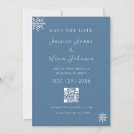 Reserve A Data Casamento Minimalista de Inverno em Azul Poeirento