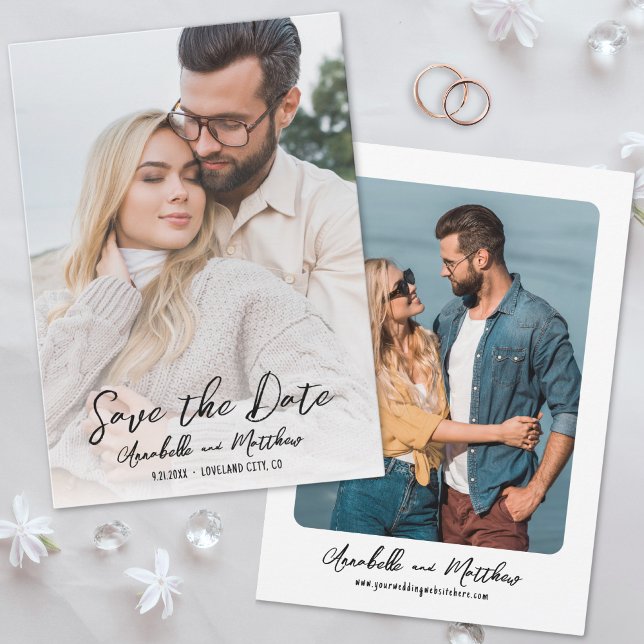 Reserve A Data Casamento Minimalista de Script Simples (Photo Simple Script Minimalist Wedding Save the Date)