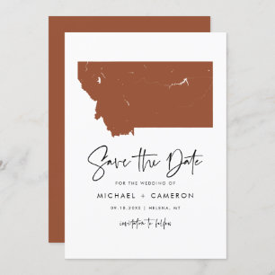 Reserve A Data Casamento Minimalista do Mapa de Terracotta Montan