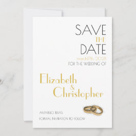 Reserve A Data Casamento Minimalista Dourado Branco