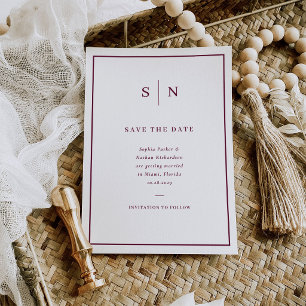 Reserve A Data Casamento Minimalista e Chic com Borda Branca e Bo