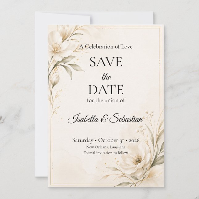 Reserve A Data Casamento Minimalista Elegante (Frente)