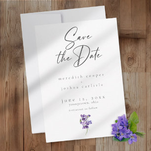 Reserve A Data Casamento Minimalista Elegante Aquarela de Violeta