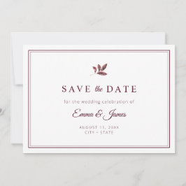 Reserve A Data Casamento Minimalista Elegante Borgonha