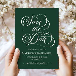 Reserve A Data Casamento Minimalista Elegante com Letra Emerald G
