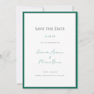 Reserve A Data Casamento Minimalista Elegante Emerald Green Salve