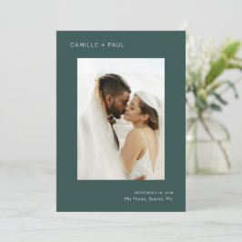 Reserve A Data Casamento Minimalista Foto Verde Floresta Elegante